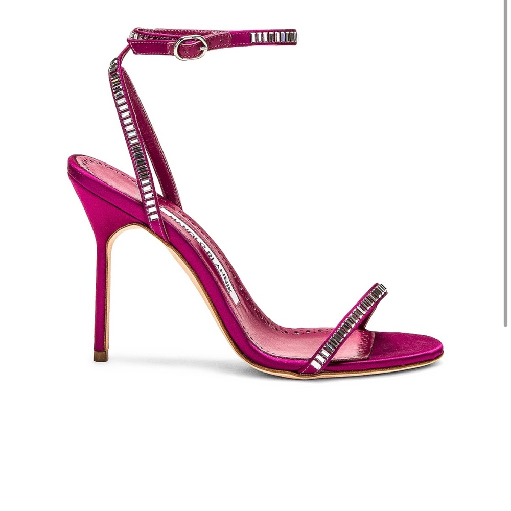 Manolo Blahnik Satin Crinastra 105 Sandal in size 36